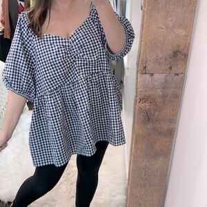 Terra & Sky gingham woven top boho size 3X new with tags
